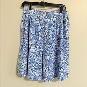 VINTAGE: Southern Lady Blue & White Printed Full Shorts